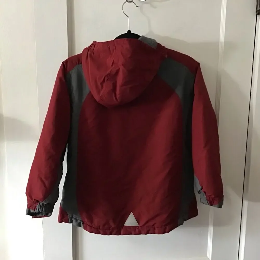 L.L.Bean Red & Gray Hooded winter coat jacket 10-12